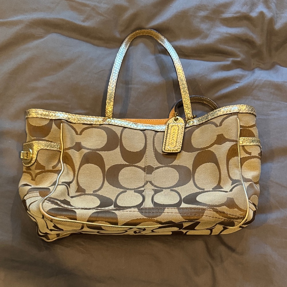 Coach Brown and Gold Signature Tote